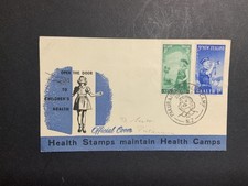 Nuova Zelanda 1958 FDC 1° giorno copertina francobolli sanitari annullamento campo