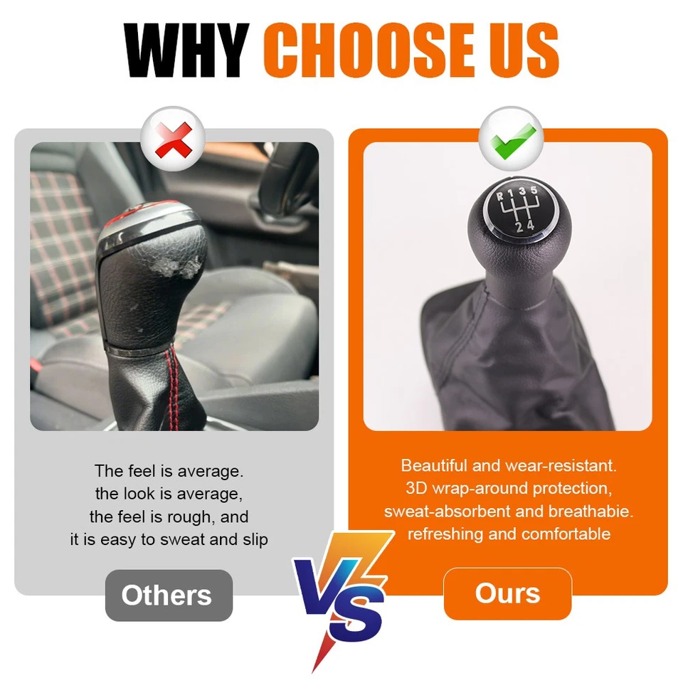 For Volkswagen VW Beetle 1998-2010 5 Speed Gear Shift Knob Black Gaiter Boot Foto 4 de 4