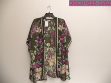 Max Studio Olive Floral Open Front Kimono Top Women's Small Style 9705D28