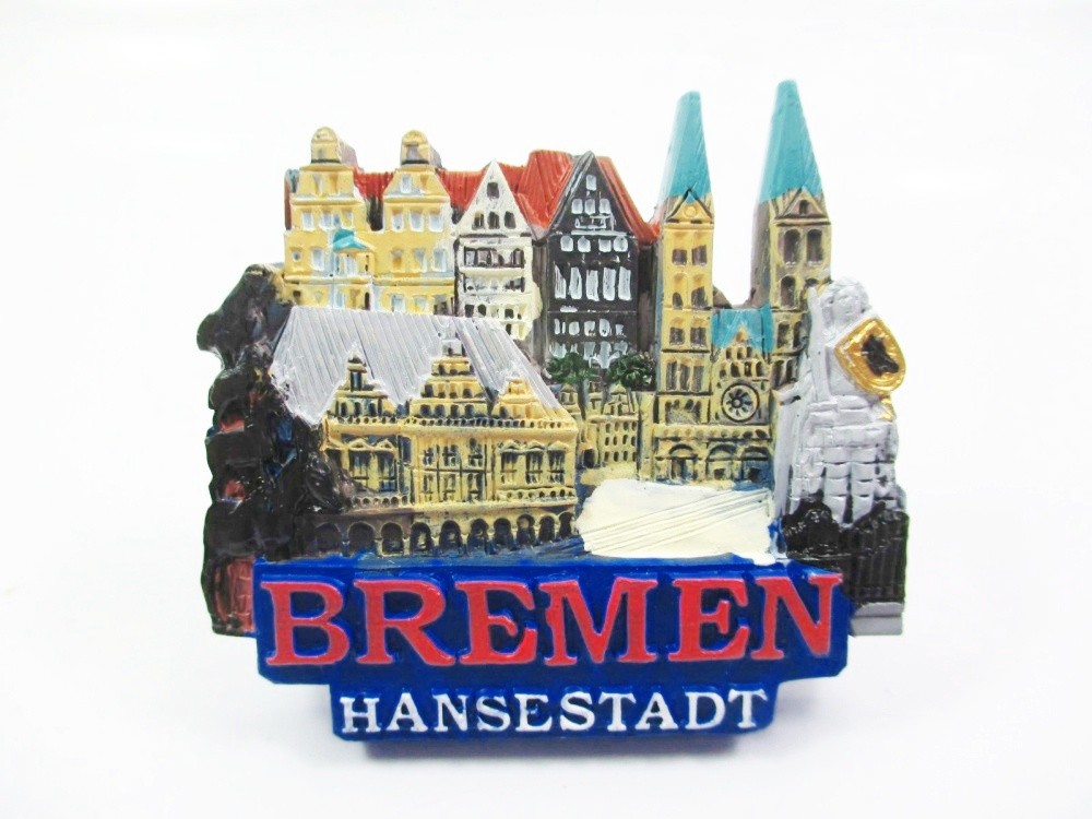 Bremen magnet poly souvenir Germany Hanseatic city musicians Roland Rathaus
