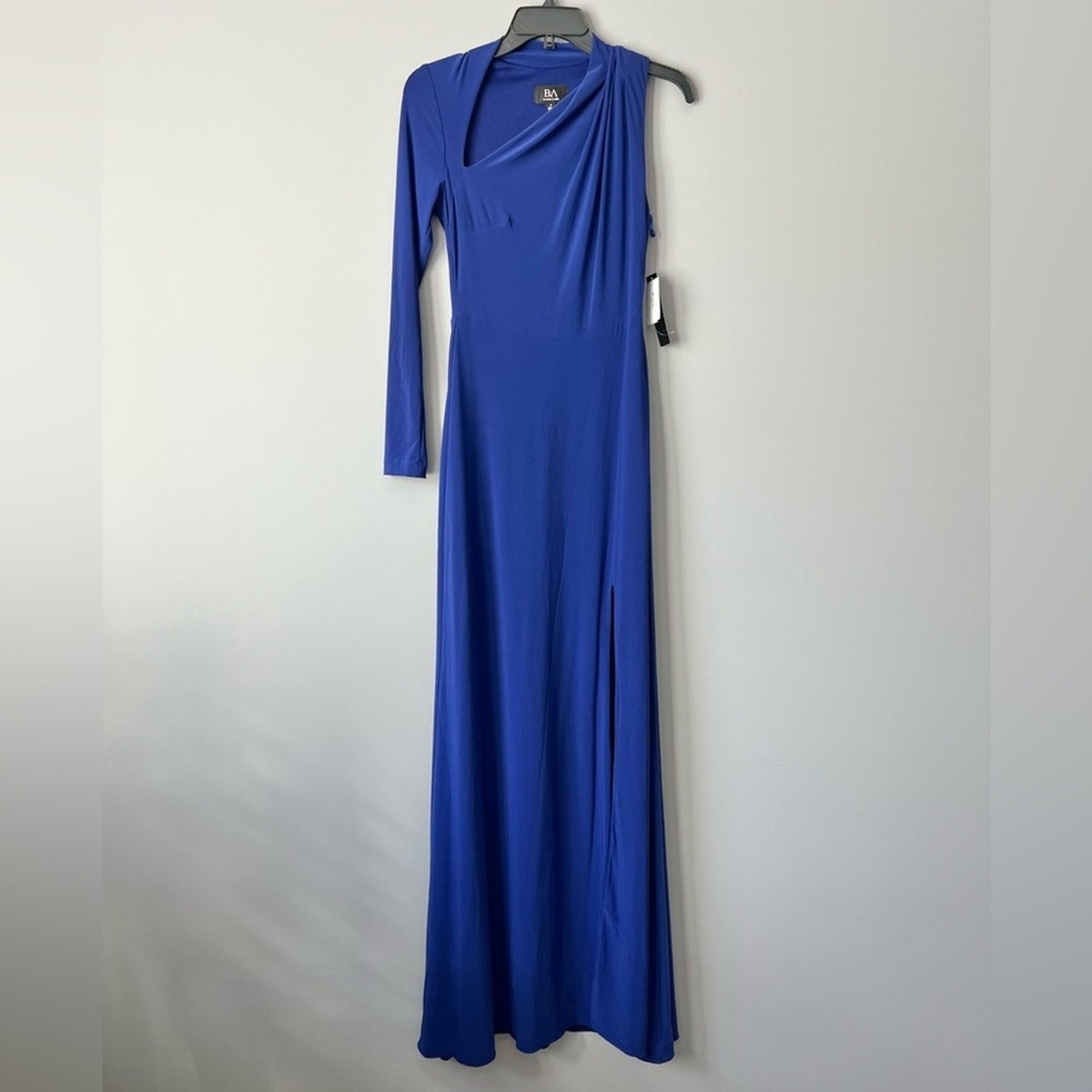 betsy and adam asymmetrical dress Betsy & Adam Cowl Neck Prom Dress A5580