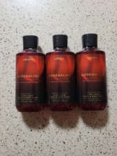 3 Bath Body Works Adrenaline Mens 3 in 1 Hair Face Body Wash 10 oz Each