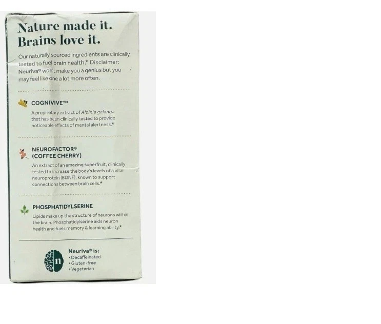 Neuriva Ultra Salud Cerebral Alerta Mental Memoria Enfoque 60 Ct - CADUCIDAD 26/09 Foto 3 de 3