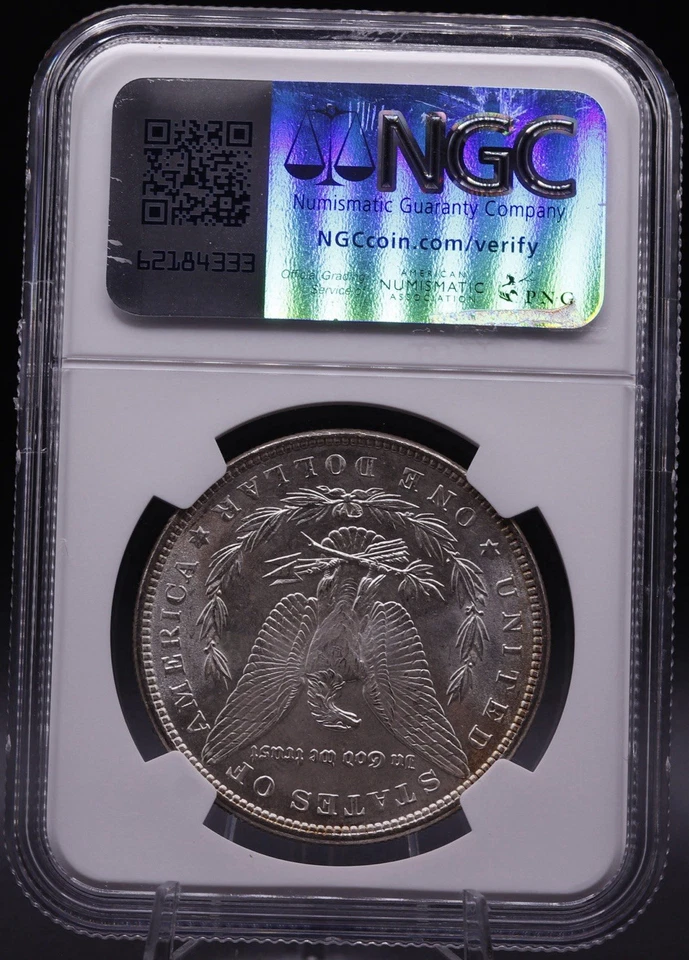 1886 $1 Morgan Silver Dollar NGC MS64 Full Toning Red Blue Purple Gold Coin - Image 4 of 4