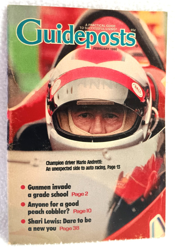 REDUCED! Guideposts magazine February 1990, driver Mario Andretti (ruth5522-2/2)