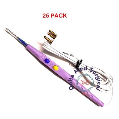 25 Pcs Disposable Hand-Switch ESU Cautery Pencils   Sterile & Individually Packe