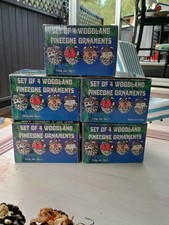 Vintage Woodland Pinecone Christmas Tree Ornaments 20 TOTAL OG BOX OF 4