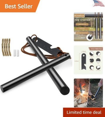Reliable Survival Fire Starter Kit - Weather-Resistant Ferro Rods & Accessories