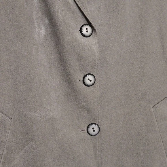 Abrigo largo de gamuza gris con cierre de botones Adolph Schuman para mujer Lilli Ann Foto 4 de 4