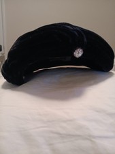 Vintage Black Velvet Hat with rhinestone gem