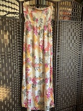 JDY Bandeau Fit And Flare Floral White Summer Maxi Dress Size S