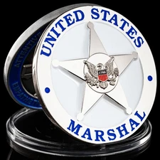 United States Marshal Silver 3D Challenge Coin