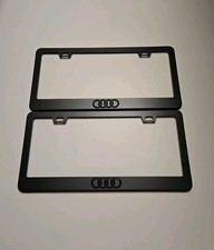 2 pcs Black License Plate Frame for 3D -Audi- Rings Logo