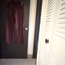 Women s Brown Pull-On Straight Leg Dress Pants Stretch Jersey Size S 30"