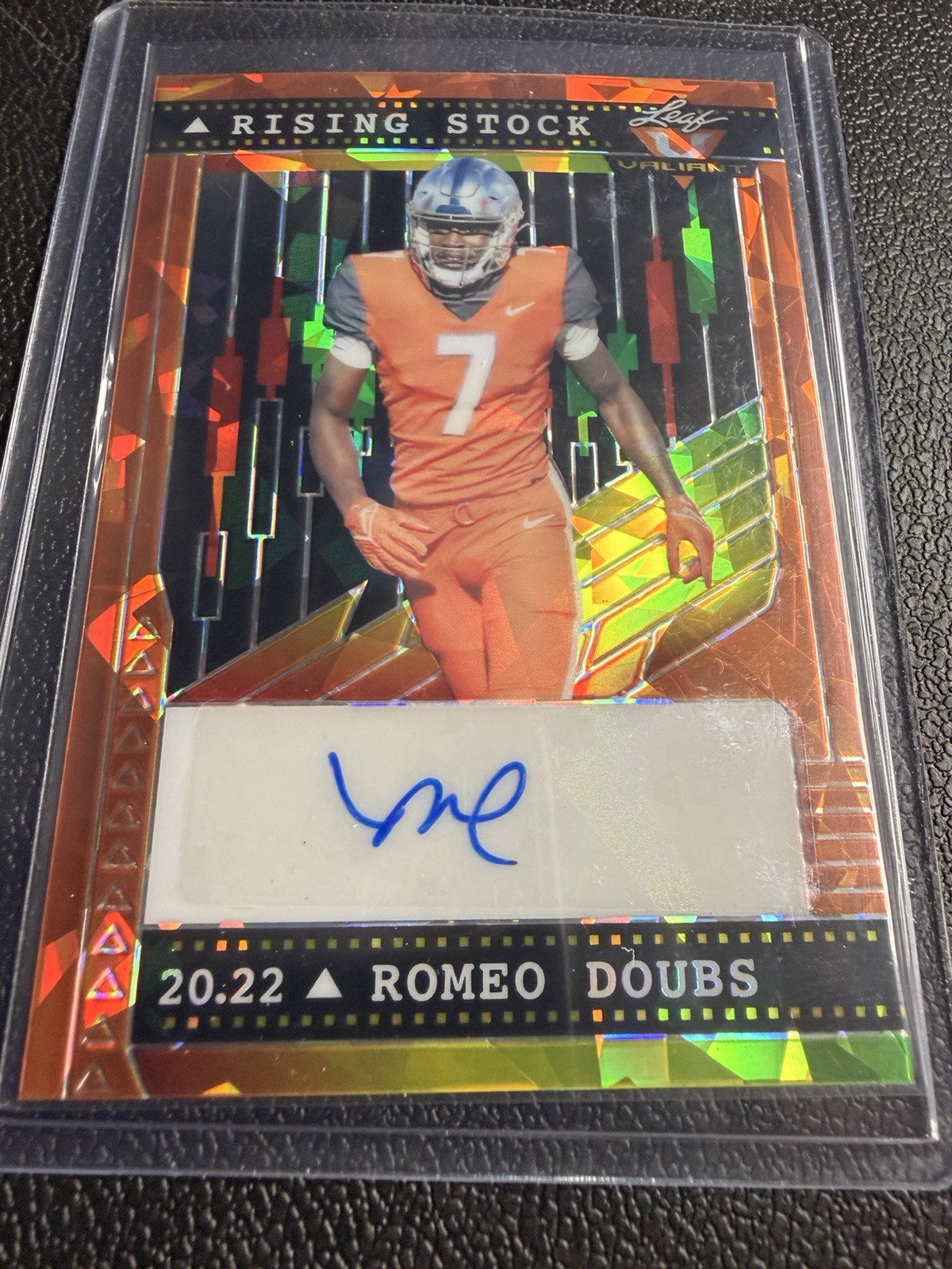Romeo Doubs Leaf Valiant Rising Stock Autographs #RSRD1 Orange