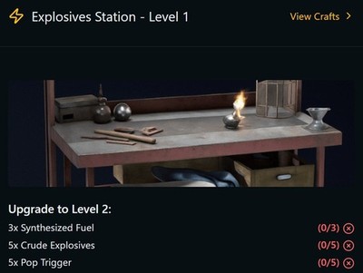   Arc Raiders     Explosives Station Level 1-2 Upgrade   ( PS5 / Xbox / PC )
