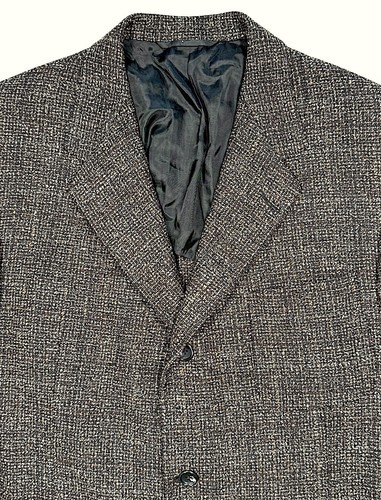 Hickey Freeman Sport Coat Blazer Suit Jacket 44 R Black Donegal Tweed Wool USA - Afbeelding 2 van 20