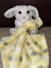 Little Beginnings Plush Dog Lovey Security Blanket White Gray Yellow EUC