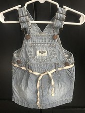 Baby Girls OshKosh B'Gosh Overall Denim Striped Skirt Jumper 6 Months