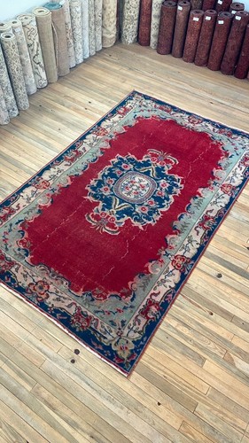 Rug For Living Room, 5x8 ft Rug, Large Area Rug, Bohemian Decor, Red Turkish Rug - Picture 2 of 10