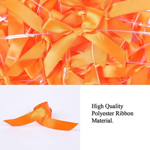 50 Pack Orange Satin Ribbon Twist Tie Bows for Treat Bags, Gift Bags Bowknot - Picture 5 of 7