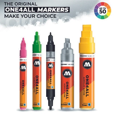 Molotow One4all Acrylic Paint Marker Range - Semi-Gloss Refillable Multisize Pen