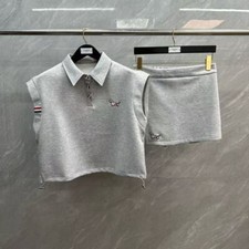 Thom Browne Embroidery Lapel Short Sleeves Trouser Skirts Fashion Casual Suits