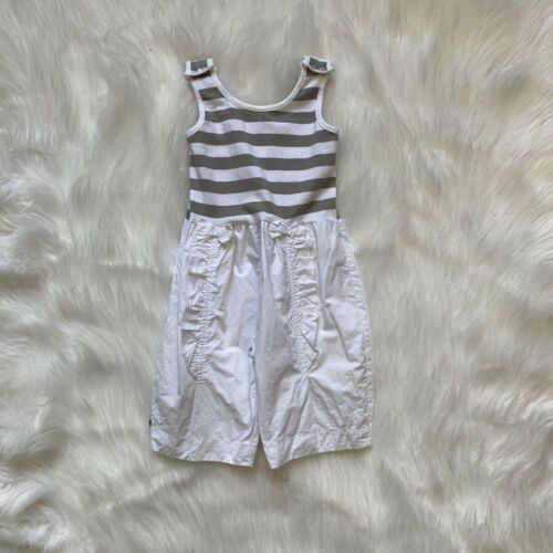 Jottum Girl's Romper Stripe Bows White Gray 100% Cotton Mariel 9 Months