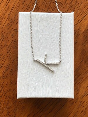 Sterling Silver Sideways Letter K Necklace TINGN Large Sideways