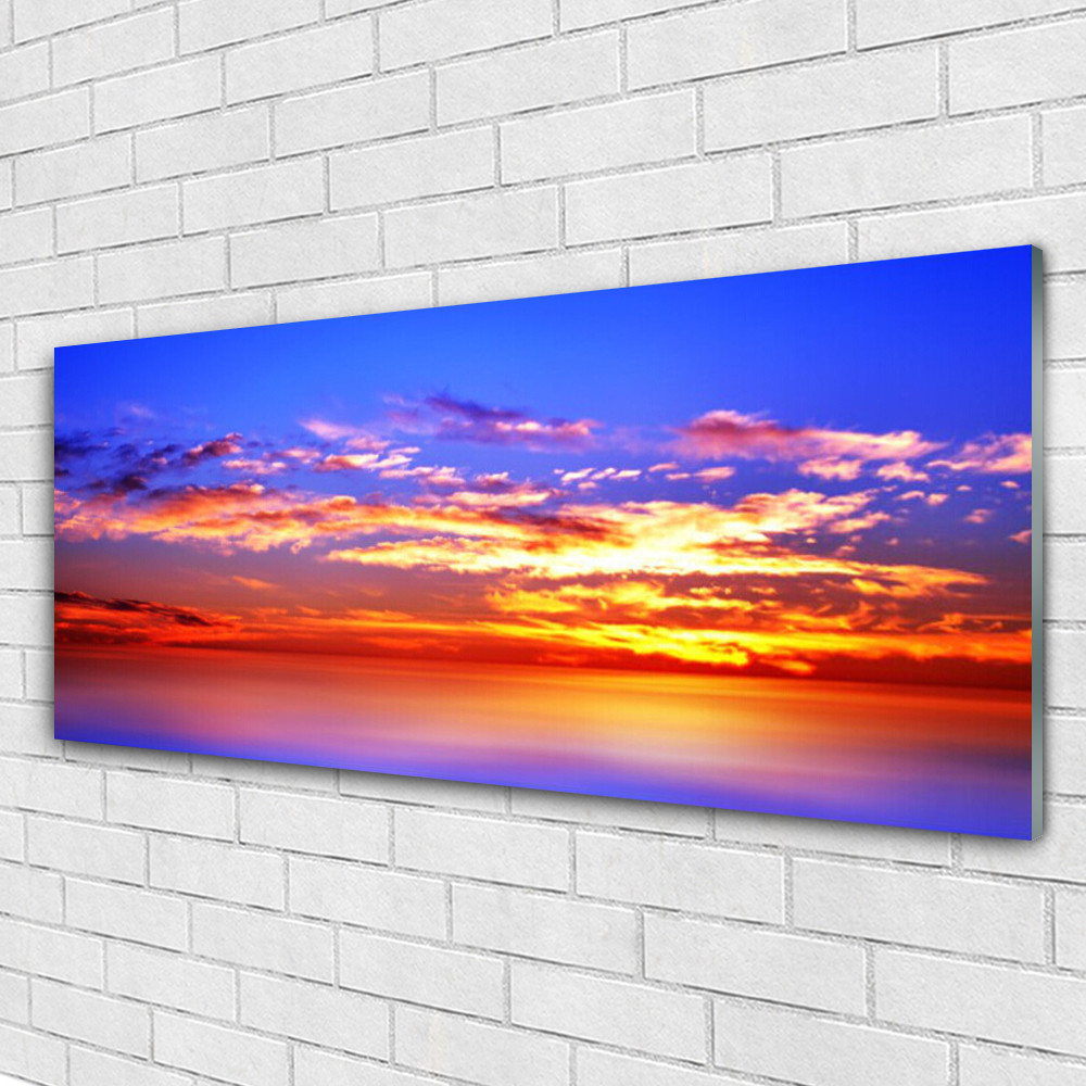 Tableau plexiglas paysage de mer 125x50 cm panoramique avec ciel nuageux