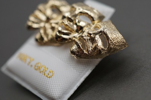 10K Solid Yellow Gold 0.8" Two Face Comedy Happy Sad Mask Stud Earring. - Picture 11 of 12