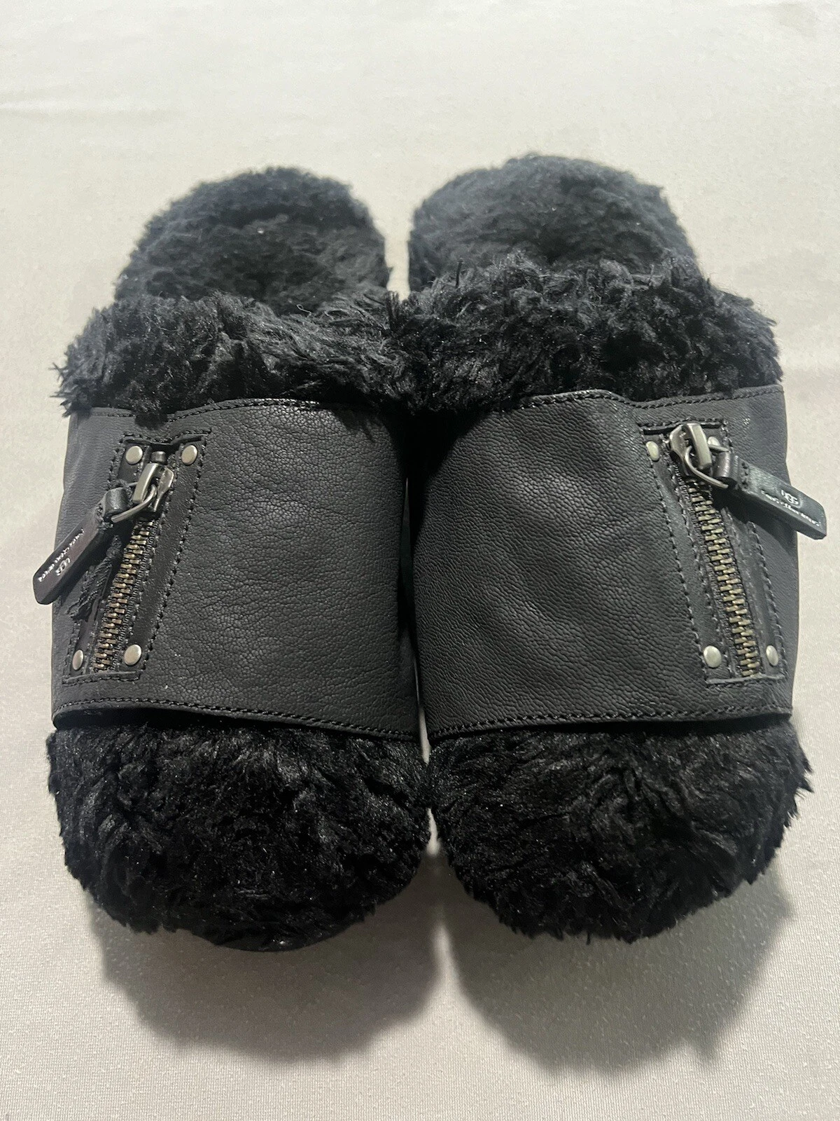 UGG X FENG CHEN WANG SLIDES SANDALO SHEARLING NERO SCARPA US 5 EU 36 UK 3