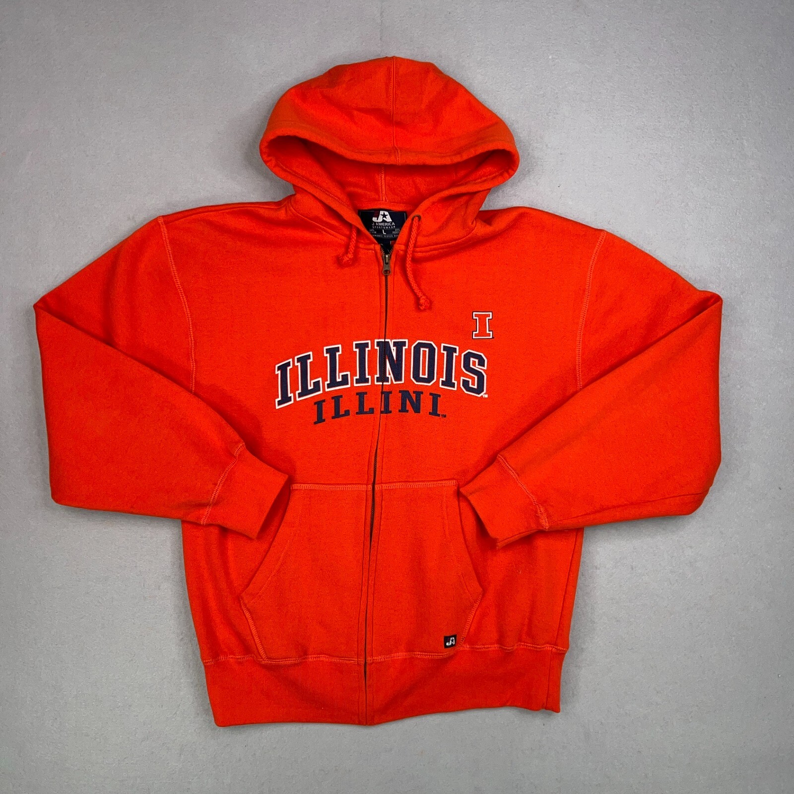 Illinois Fighting Illini Hoodie Mens Large Full Zip Fleece Lined Jacket NCAA