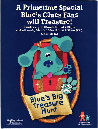 Blue's Clues - Blue's Big Treasure Hunt Primetime Special Print Advert ...