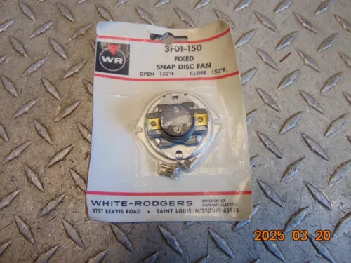 WHITE RODGERS 3F01-150 FIXEED SNAP DISC FAN OPEN 130F CLOSED 150F