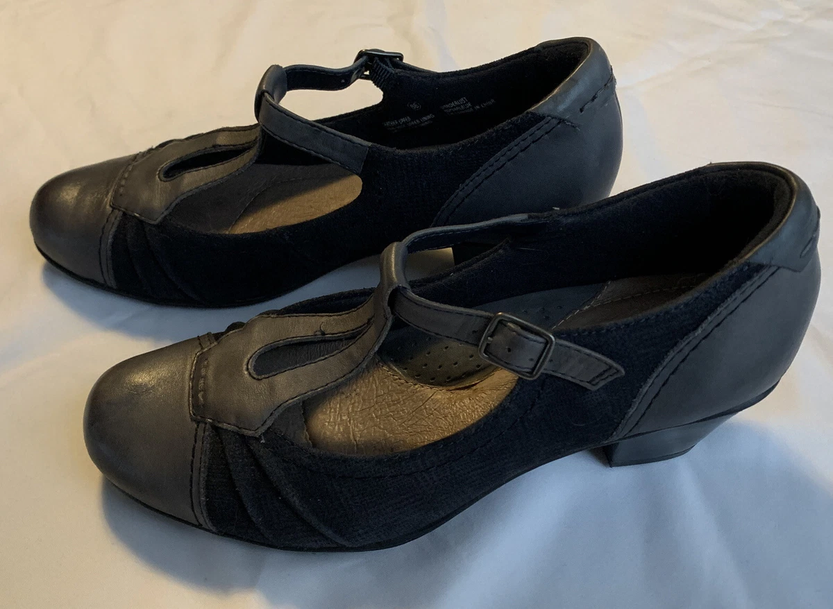 Earth Wanderlust Womens Size 8B Blue Plaid T Strap Pumps Heels