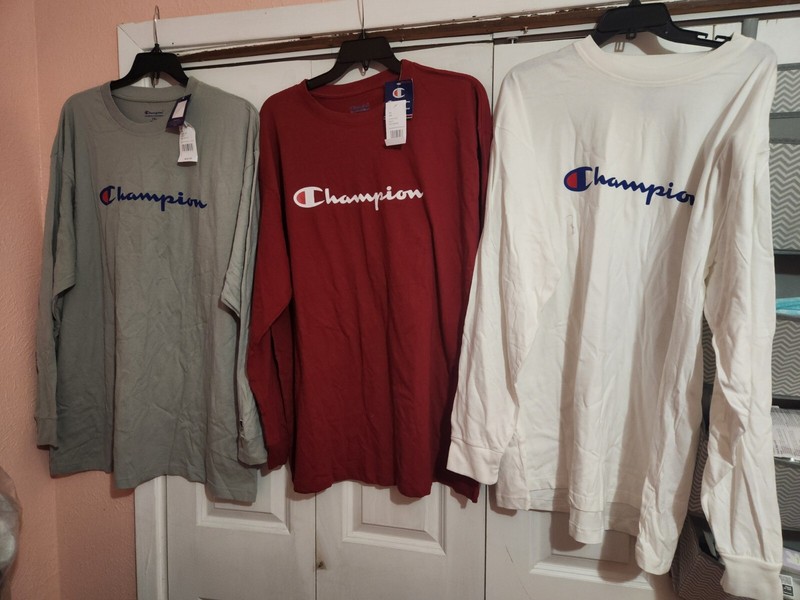 Lots of 3 NWT Men's Champion Long sleeve t-shirt, SZ. 2XL