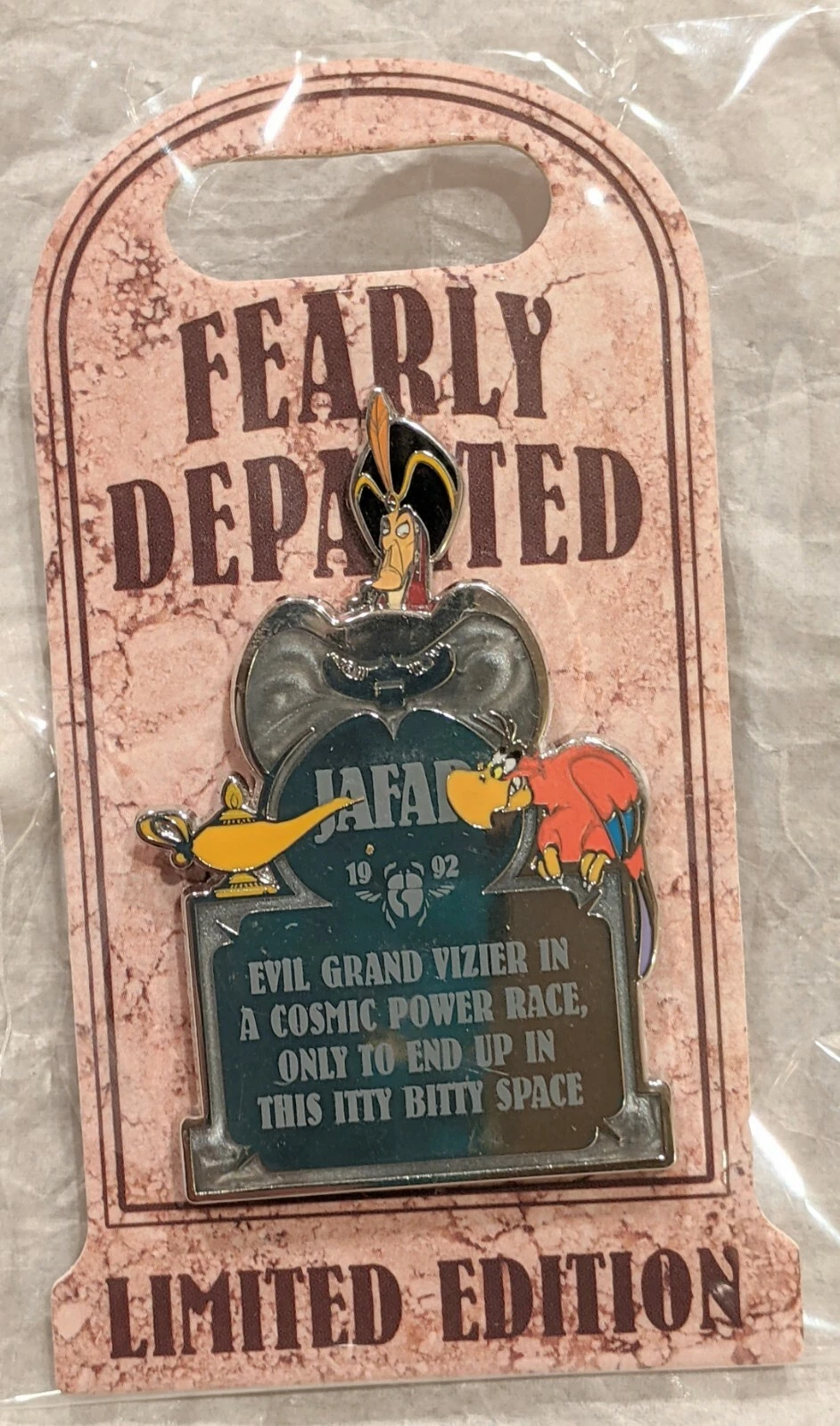 Disney Villains Fearly Departed Series Jafar w/ Iago Tombstone Pin LE NIP