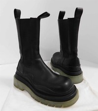 Bottega Veneta Black Leather Tranparent Sole Tire Boots sz 38