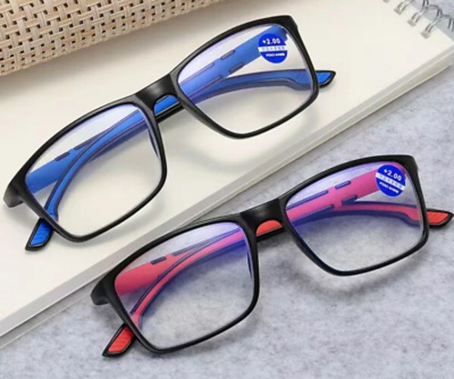 2x Lesebrille Blaulichtfilter Federscharnier Metall +1.5 Bis