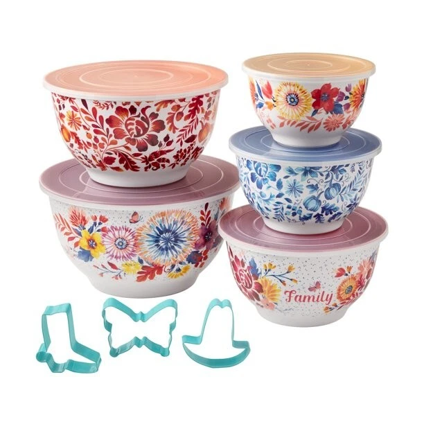 Pioneer Woman Melamine Mixing Bowls & Cookie Cutter Set 13 Pcs Thanksgiving Fall