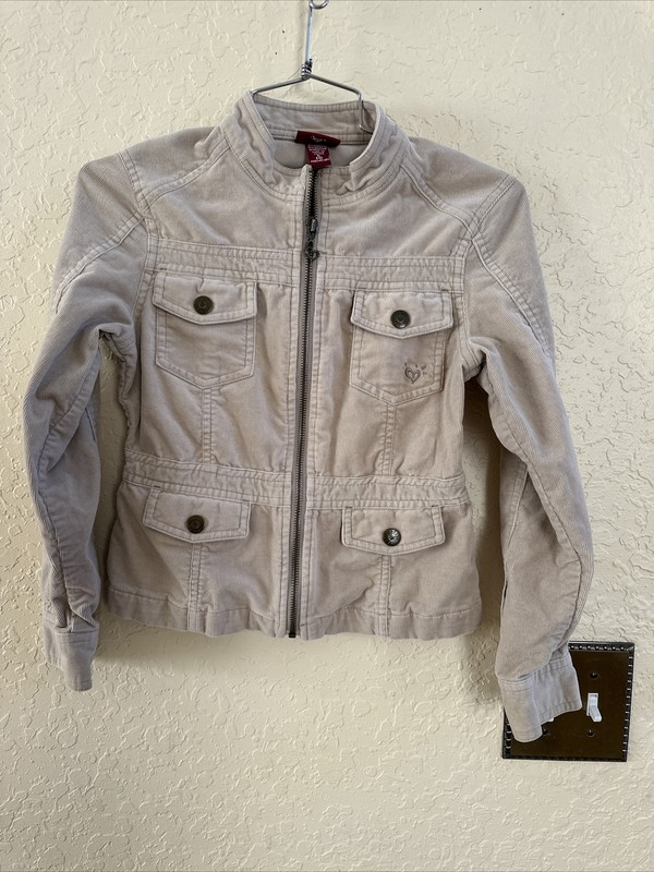JUSTICE Girl's Size 10 Small S Brown Corduroy Zipper Jacket- Preowned