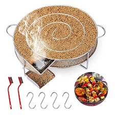 Affumicatore BBQ a Freddo Rotondo in Acciaio Inox, 2 Spazzole, 5 Ganci Per Carne