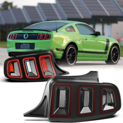 For 2010-2014 Ford Mustang Sequential Turn Signal Lamps Red Lens LED Tail Lights