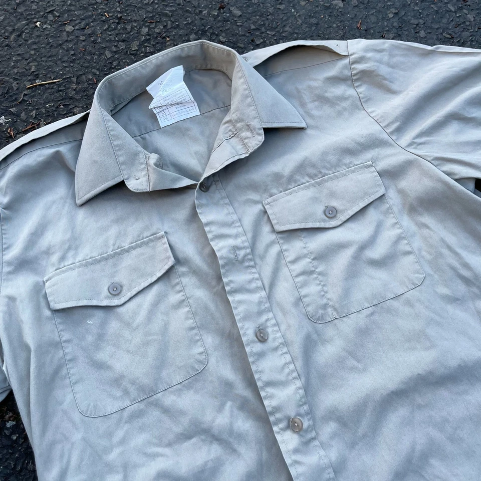 British Army Surplus Production Homme Manches Courtes Pierre Robe Chemise,Royal - Photo 4/4