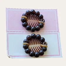 Vintage Barrettes - Brown Kiddies Ponytail Holder - Sold as a Pair