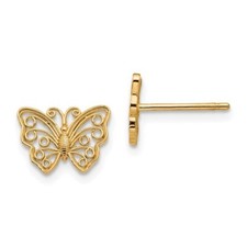 14K Yellow Gold Butterfly Post Earrings