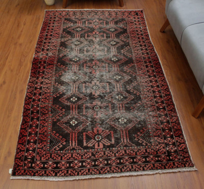 4x7 Oriental Carpet Wool Hand Knotted Traditional Distressed Geometric Area Rug