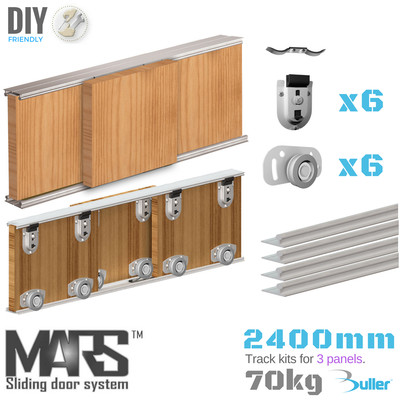 Kleiderschrank Schiebeschienensystem DIY Set Aluminiumschiene Mars 2400 mm / 3 Türen