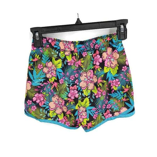 Justice floral print athletic shorts in size 7 Pink Blue - Picture 2 of 3